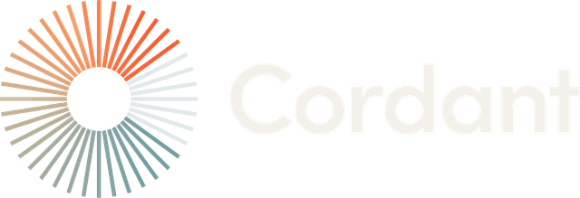 a colourful circle followed by the word Cordant