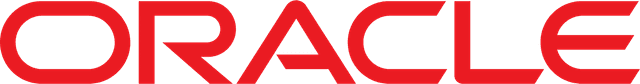 the word oracle is written in red on a black background