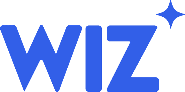 the word wiz is written in blue on a black background